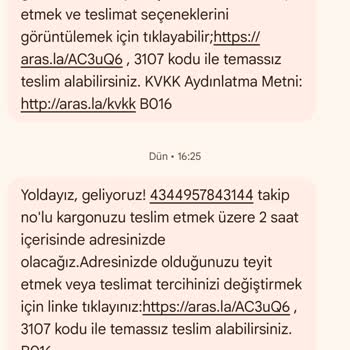 Aras Kargo'nun Siparişlerimi Teslim Etmemesiyle Ürünümün İade Olması