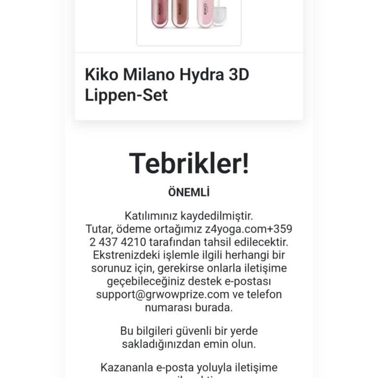 Kiko Milano Grwowprize.com Hakkında Şikayetim Var
