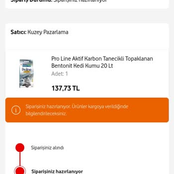 Vodafone 14.07.2024 De Verilen Siparişim Hakkında