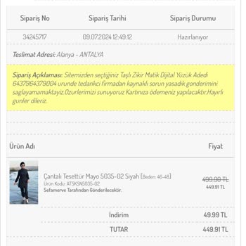 Sefamerve Ürünümü Kargoya Vermiyor Ve Müşteri Hizmetlerine Ulaşılmıyor