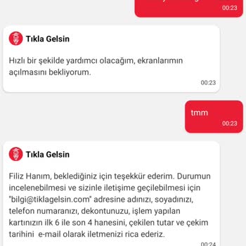 Tıkla Gelsin Paramı İade Etmiyor Mükerrer Çekim Şikayeti