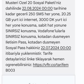 Vodafone Fatura Tarife Şikayeti
