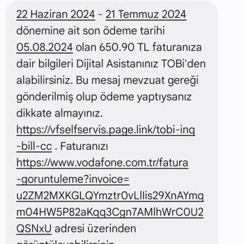 Vodafone Fatura Tarife Şikayeti