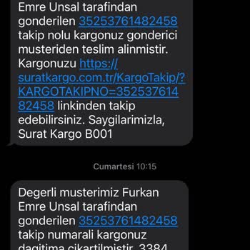 Sürat Kargo Değeri 45000 TL Olan Kargolarımı Başkasına Teslim Etmiş