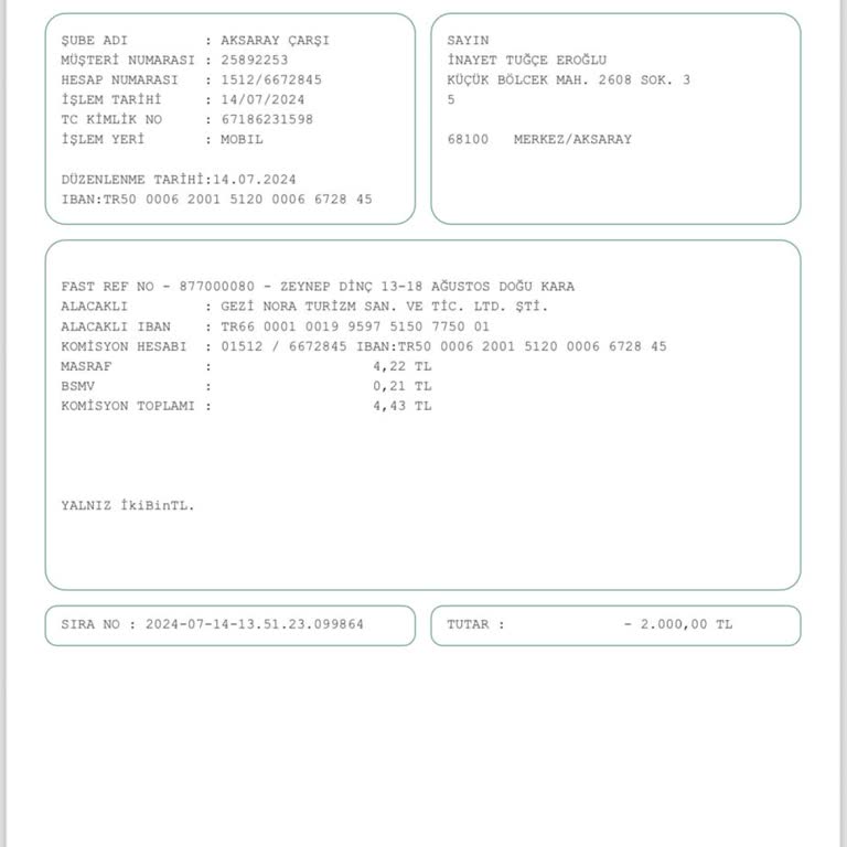 Gezi Nora İptal İade Hakkı Yok