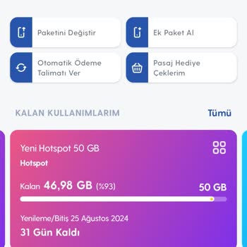 Turkcell Hotspot Paketi Mobil Paketten İnternet Düşüyor
