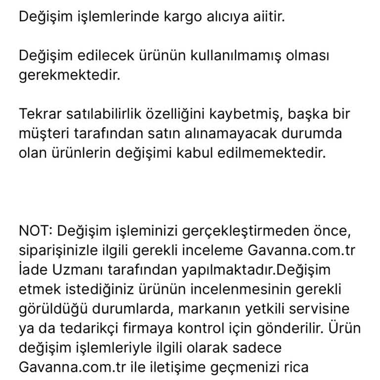 Gavanna Yasal Olmayan Şekilde İade Kabul Etmiyor