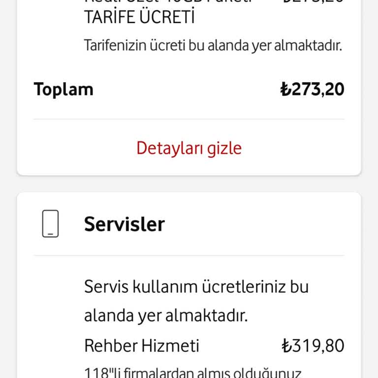 Vodafone Servis Ücreti (rehberlik Hizmeti)
