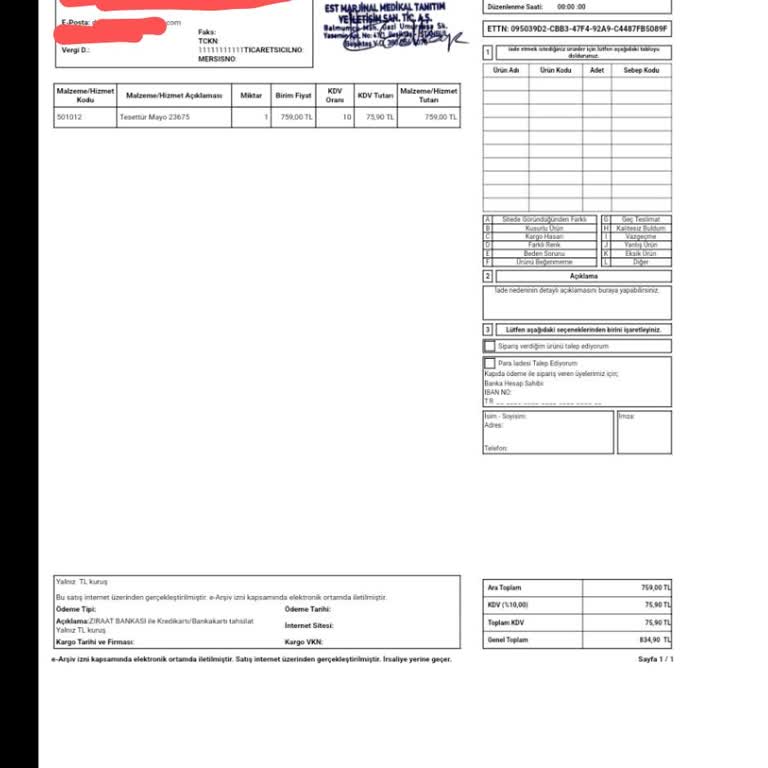 Sefamerve İade Ücretini Ödemiyor.