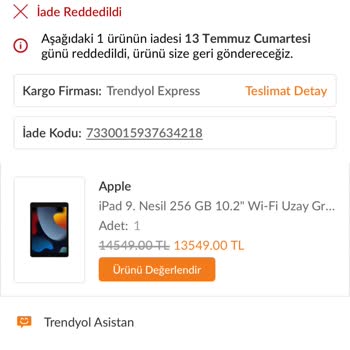 Trendyol İlgisiz Beni Çok Mağdur Ettiler