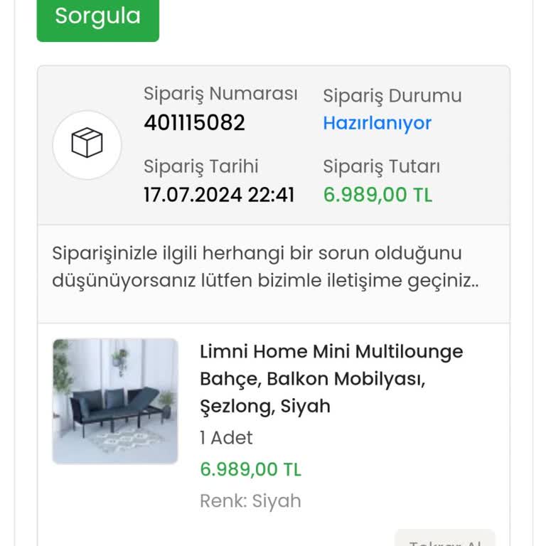 Limni Home Ürün Kargoya Verilmiyor