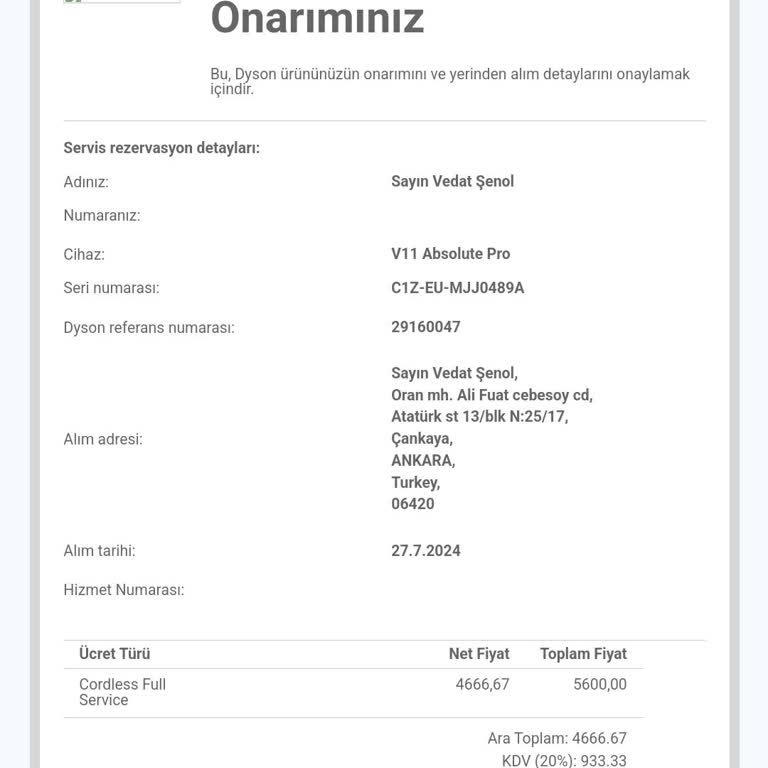 Dyson V11 6 Ayda 2 Gövde Değişimi Ve Ücretlendirme Hk