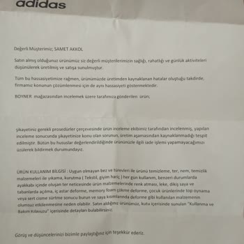 Boyner Adidas Ayakkabıdaki Kusuru Garanti Kapsamına Almamaktadır.