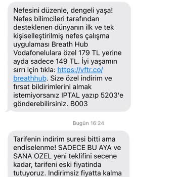 Vodafone'dan Sürekli Gelen Mesajlar Ve İptal Sorunu