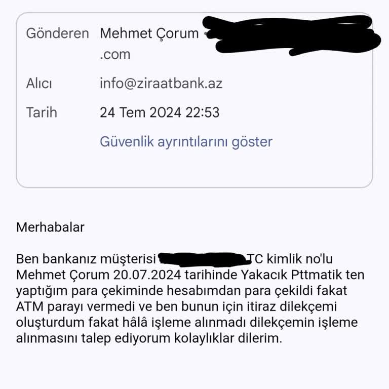 Ziraat Bankası Başka Banka ATM İtirazı