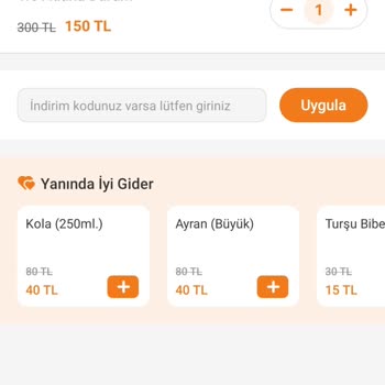 Trendyol Yemek De Var Olan İndirimler Uygulanmıyor.