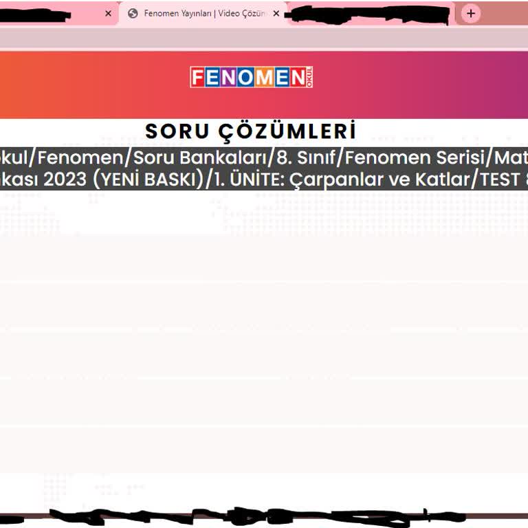 Fenomen Yayıncılık Fenomen Matematik 8 B Deki Bazı Soruların Video Çözümü Yok