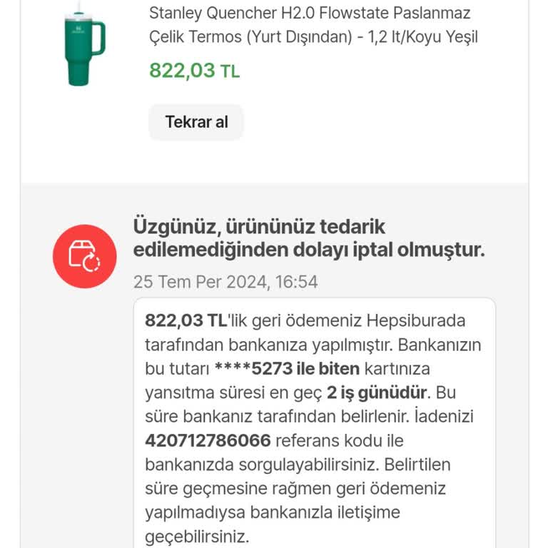Hepsiburada Sözde Tedarik Edilemeyen Siparişim İptal Oldu