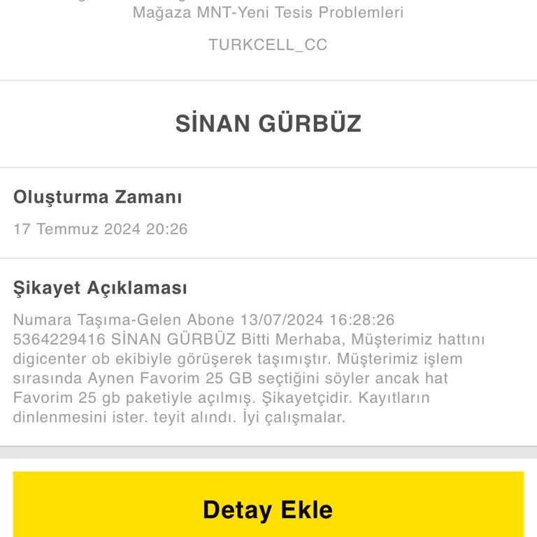 Turkcell Hat Taşımda Farklı Tarife Uygulanması