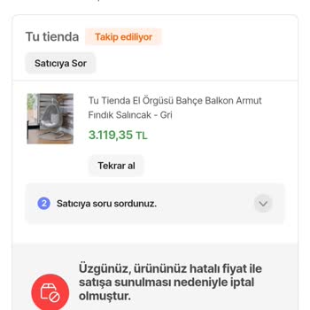 Hepsiburada Ürünümün İptaline İzin Verdi