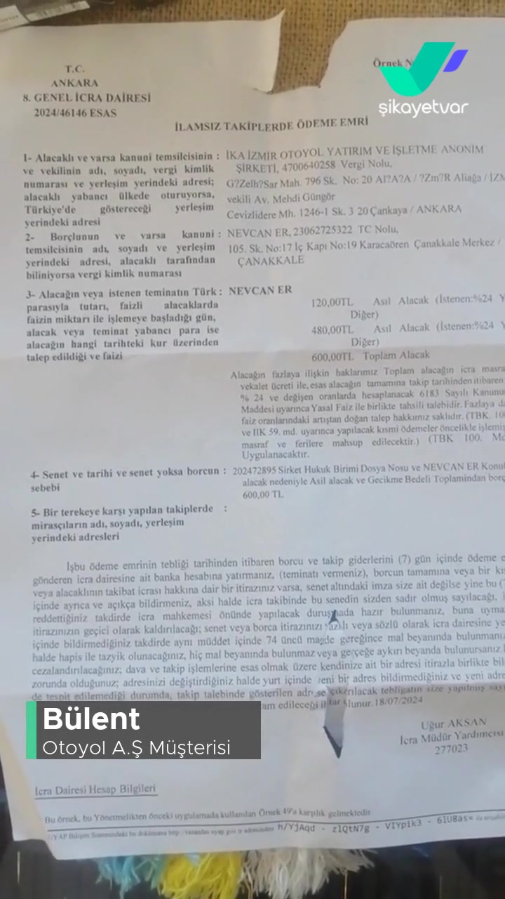 Otoyol A. Ş   Sebepsiz İcra Gönderdi! videonun kapak resmi