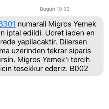 Germeç Piliç Germeç İlkadım Sipariş Getirmiyor Migros Yemek Otomatik Cevap Veriyor