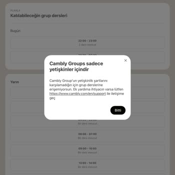 Cambly Grup Dersleri 21 Yaş Problemi