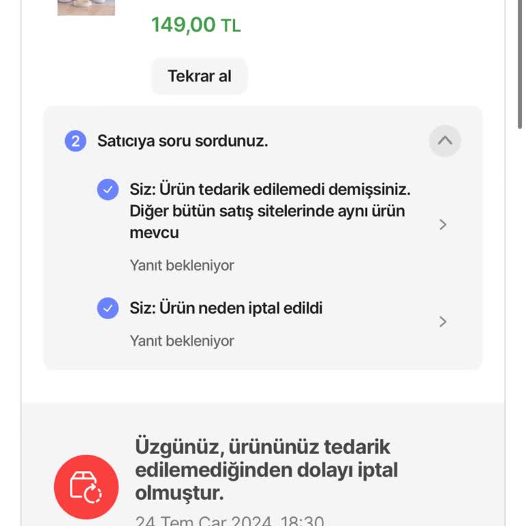 Hepsiburada Perotti Satıcısı Siparişimi Göndermiyor