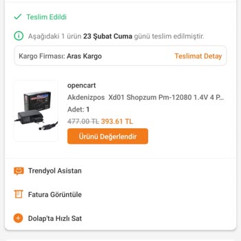 Trendyol Aracılığıyla Yapılan Alışveriş