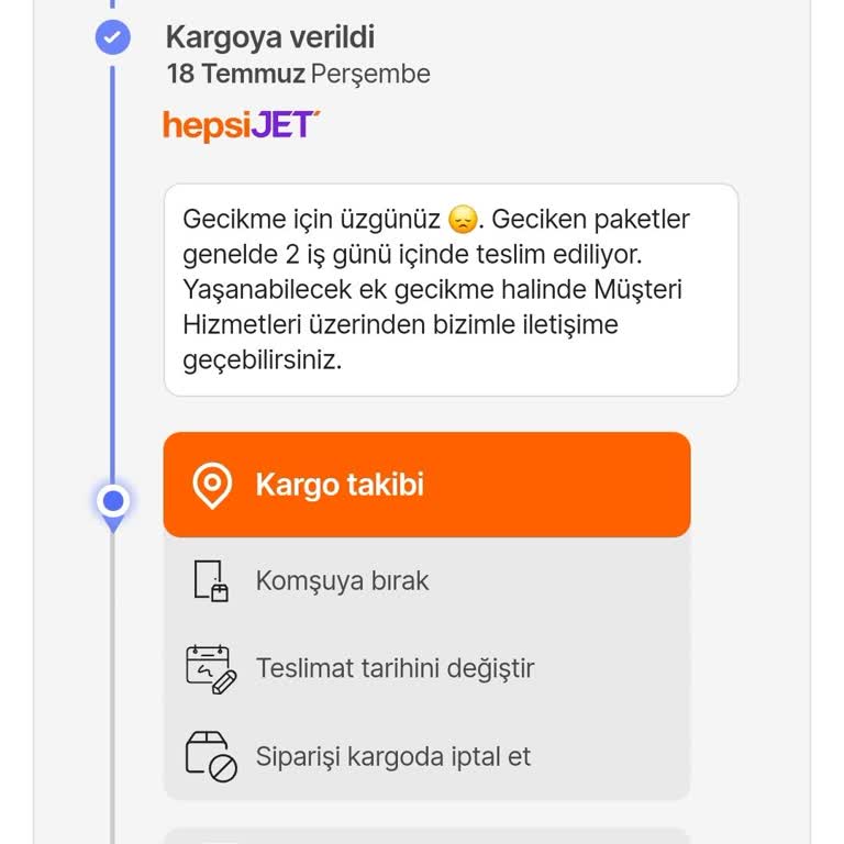 hepsiJET Hepsiburada'dan Alınan Takı Ürünü Zamanında Teslim Edilmedi