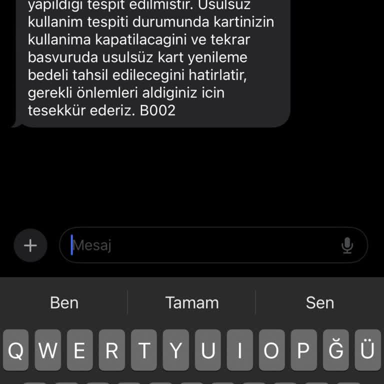 BELBİM (İstanbulkart) Usulsüz Basım Mesajı