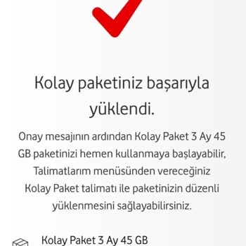 Vodafone İlgisiz Çözüm Sunmuyor Kolay Paket Hediye 15 GB Yüklemiyorlar