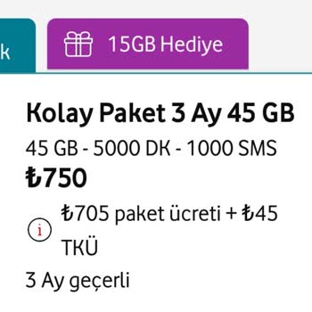 Vodafone İlgisiz Çözüm Sunmuyor Kolay Paket Hediye 15 GB Yüklemiyorlar