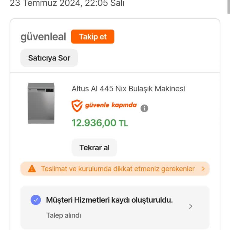 Hepsiburada Bulaşık Makinesinin Faklı Gelmesi Ve 2.5 Gün Makineyi Bekle
