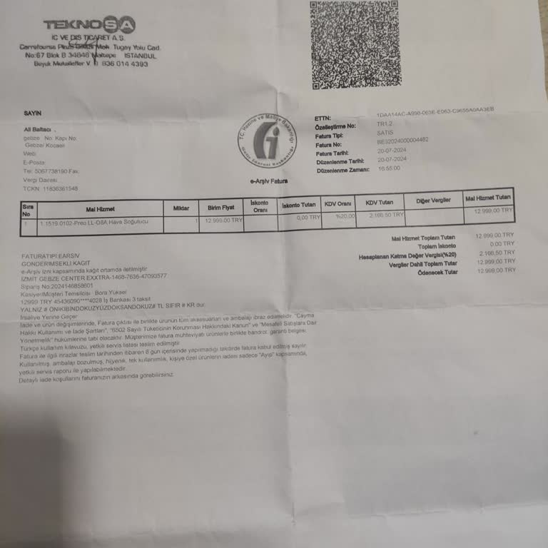 Teknosa Dan Aldığım Hava Soğutucu İadesi