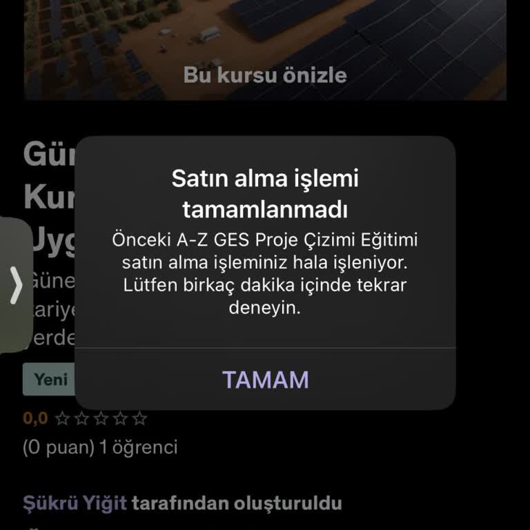 Udemy Satın Alma Hatası