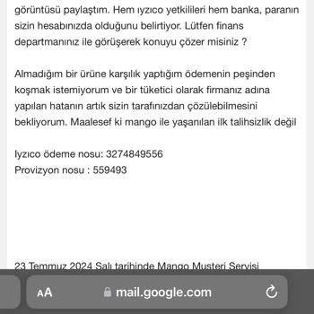 Mango Ücret İadesi Yapılmaması