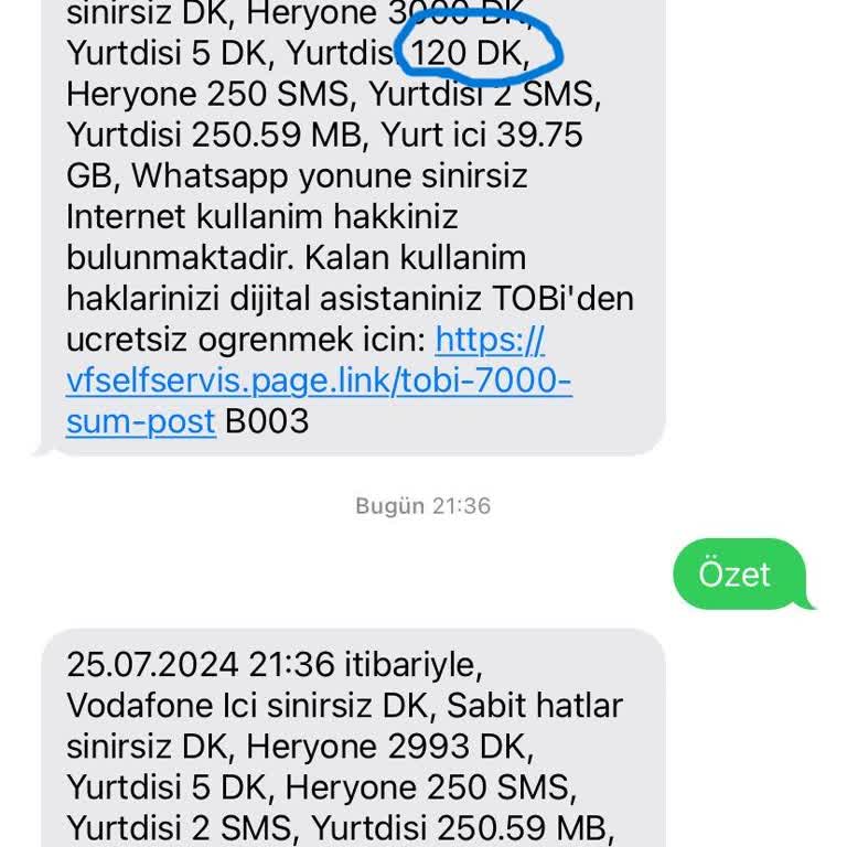 Vodafone Yurt Dışı Dakikalarımın Bir Anda Kapatılması