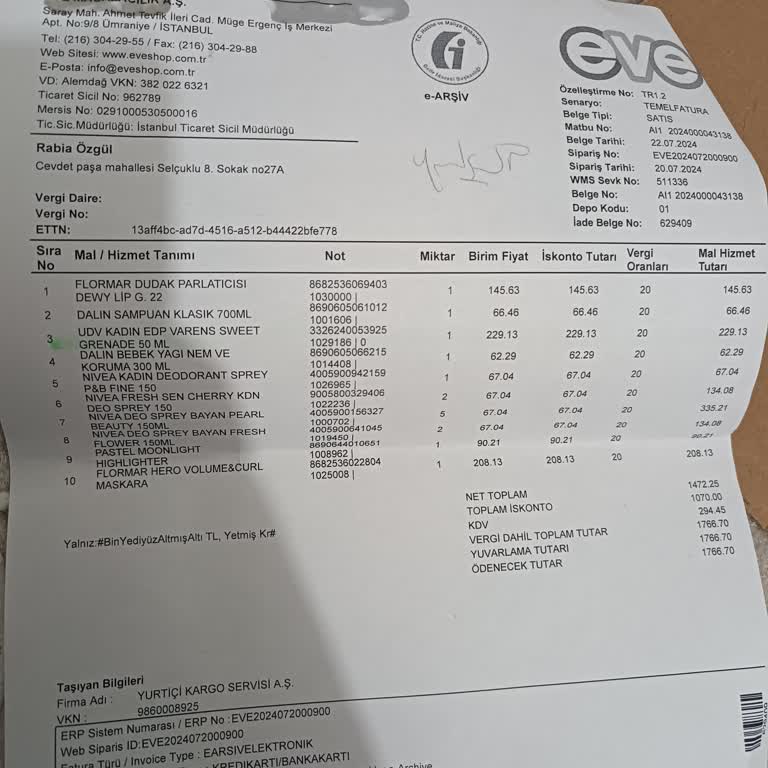 Eve Shop Eksik Ürün Gönderimi