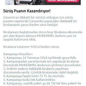 TikTak Kirala Kampanyanın Uygulanmaması Hakkında