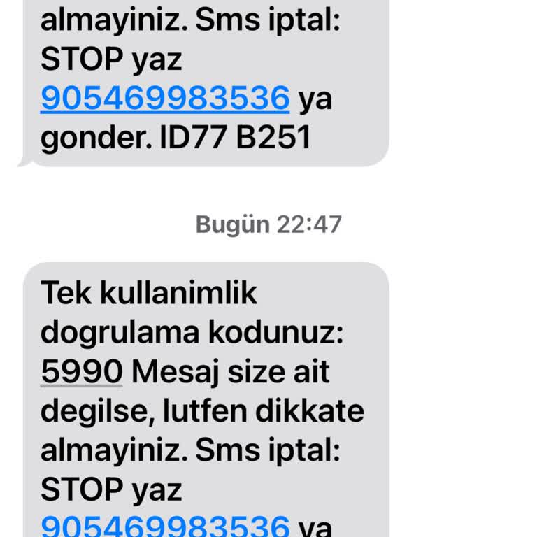 İnfo Verify Bilgim Dışında SMS Kod