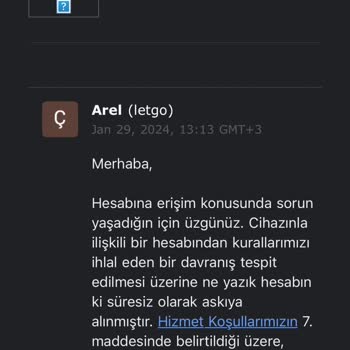 Letgo Sebepsizce Hesabımı Engelledi