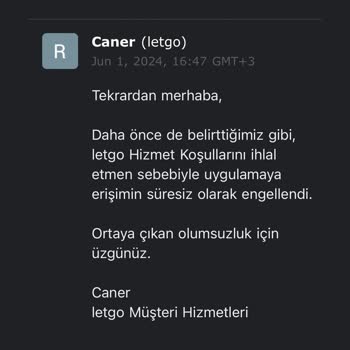 Letgo Sebepsizce Hesabımı Engelledi
