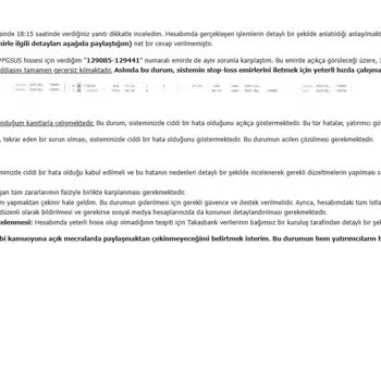 Trive Yatırım Menkul Değer, Pegasus Hisse Senedi Zincir Emir Hatası