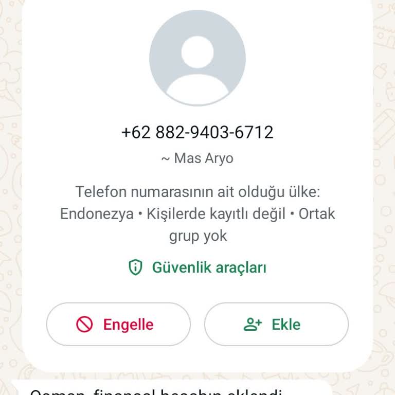 WhatsApp Finansal İçerikli Mesaj
