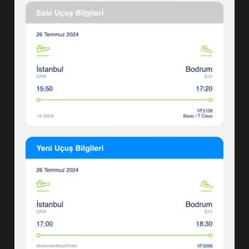 AJet (Anadolu Jet) Habersiz Bilet Tarihimin Değiştirilmesi