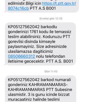 PTT Kargo Kahramanmaraş Merkez PTT Şubesi Kargomu Teslim Etmiyor