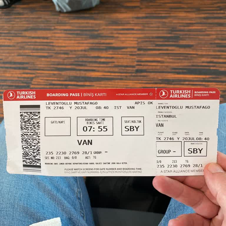 Issue with THY Van Flight: Ticket Given Away
