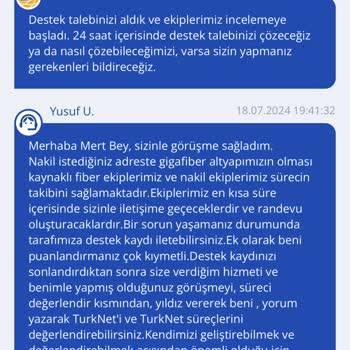TurkNet Nakil İşlemi Sorunu