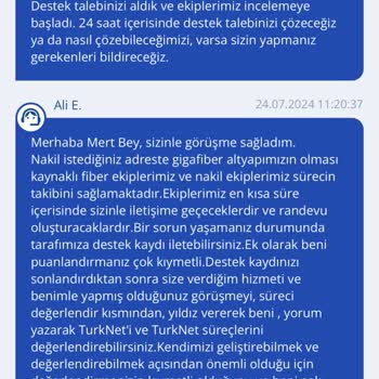 TurkNet Nakil İşlemi Sorunu